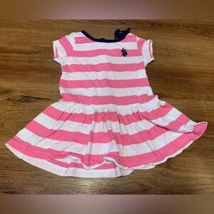 U.S. Polo Assn. Pink and White Striped Kids Dress